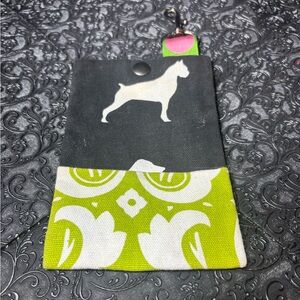 Canvas Dog Silhouette Wristlet Pouch in Black & Lime NWT